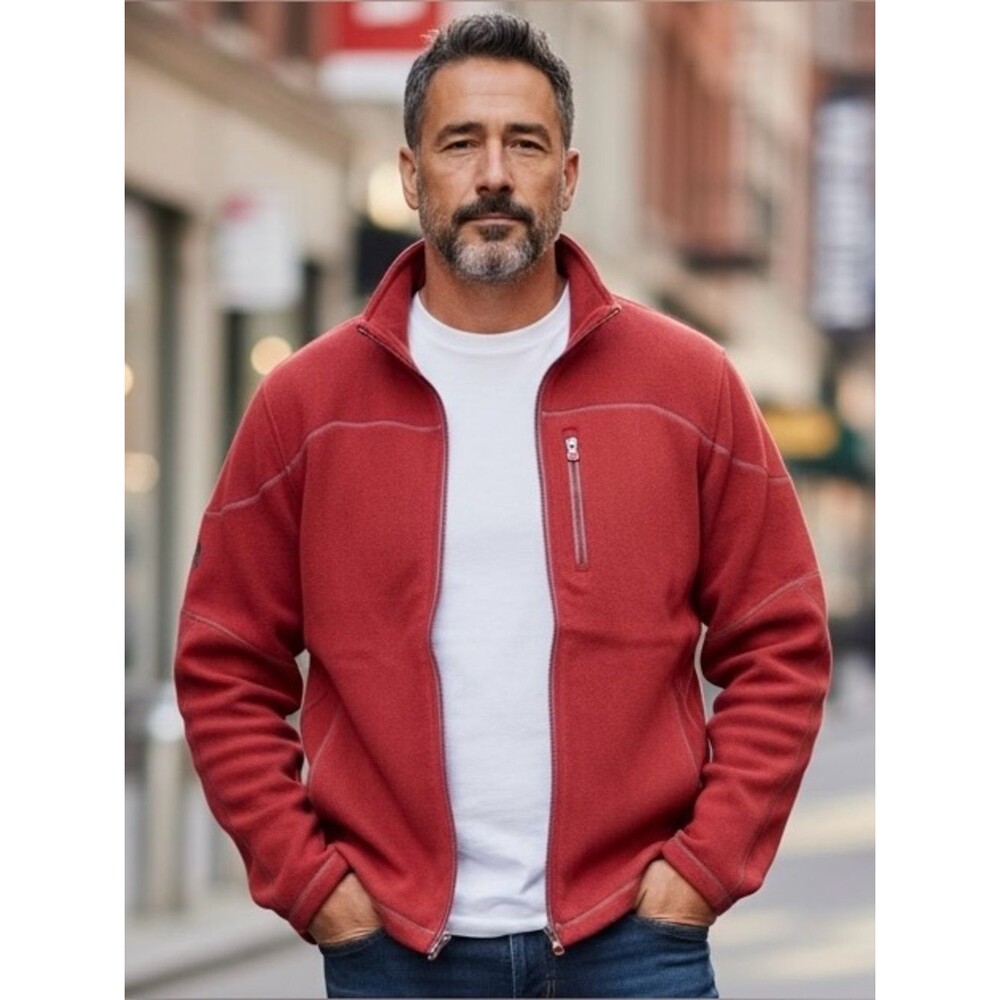 Under Armour Mens Fleece Jacket Burgundy Full Zip Warm Cozy Fleece Pockets SZ M